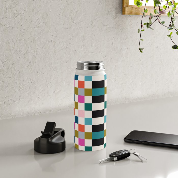 Colorful Checkerboard Water Bottle Gallery Image 4