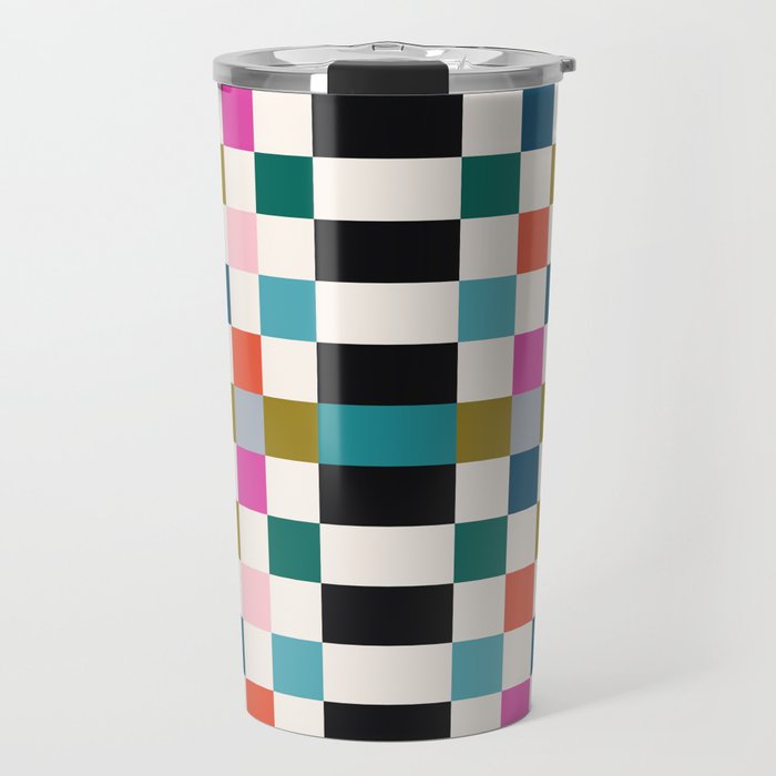 Colorful Checkerboard Travel Mug Gallery Image 1