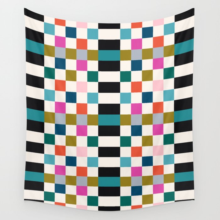 Colorful Checkerboard Wall Tapestry Gallery Image 1