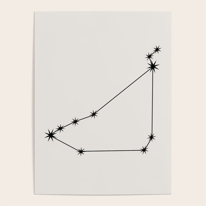 Capricorn Zodiac Star Constellation Line Art White Poster Gallery Image 4