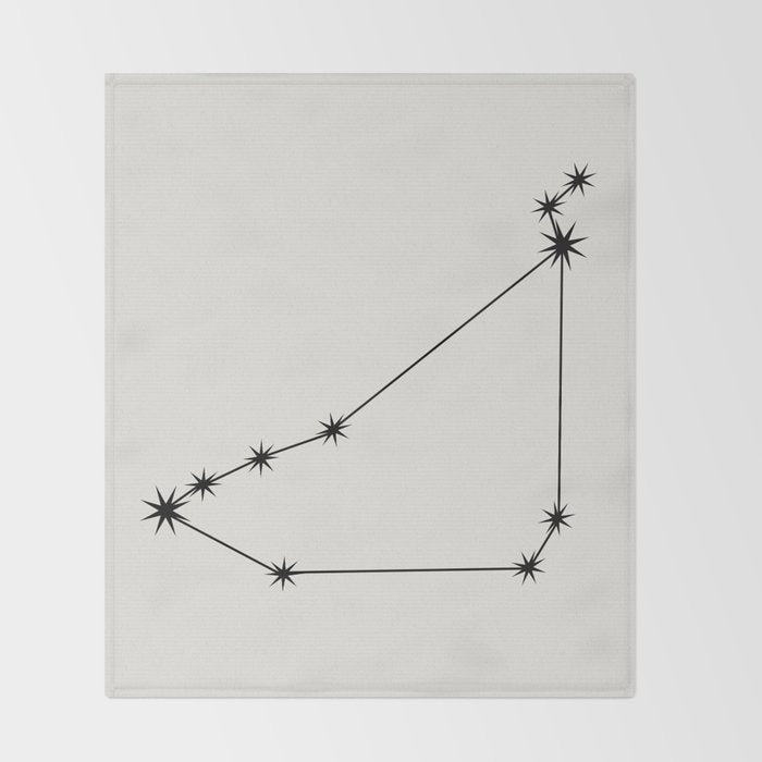 Capricorn Zodiac Star Constellation Line Art White Throw Blanket Gallery Image 2