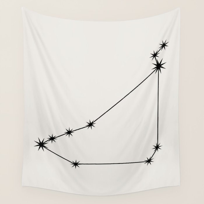 Capricorn Zodiac Star Constellation Line Art White Wall Tapestry Gallery Image 4