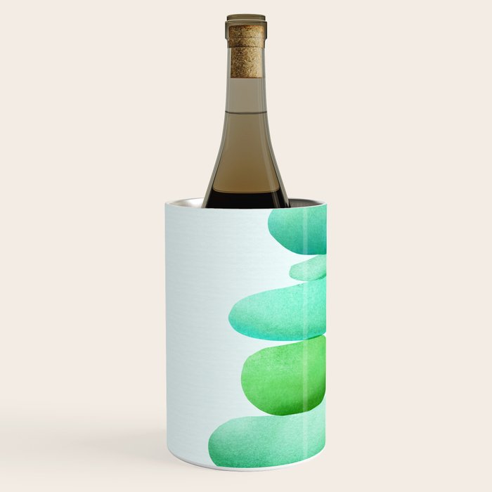 Sea Glass Cairn Watercolor Wine Chiller Gallery Image 2