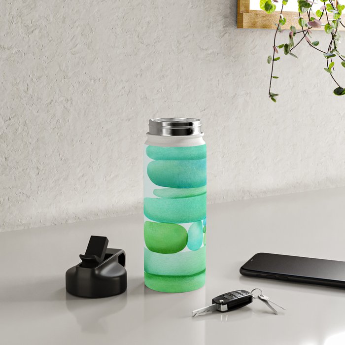 Sea Glass Cairn Watercolor Water Bottle Gallery Image 4