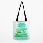 Sea Glass Cairn Watercolor Tote Bag Gallery Image 2