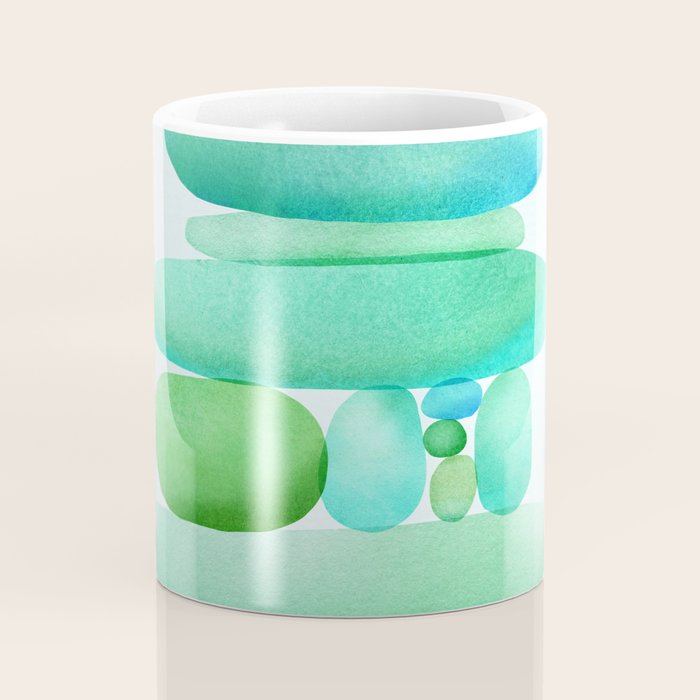 Sea Glass Cairn Watercolor Coffee Mug Gallery Image 4