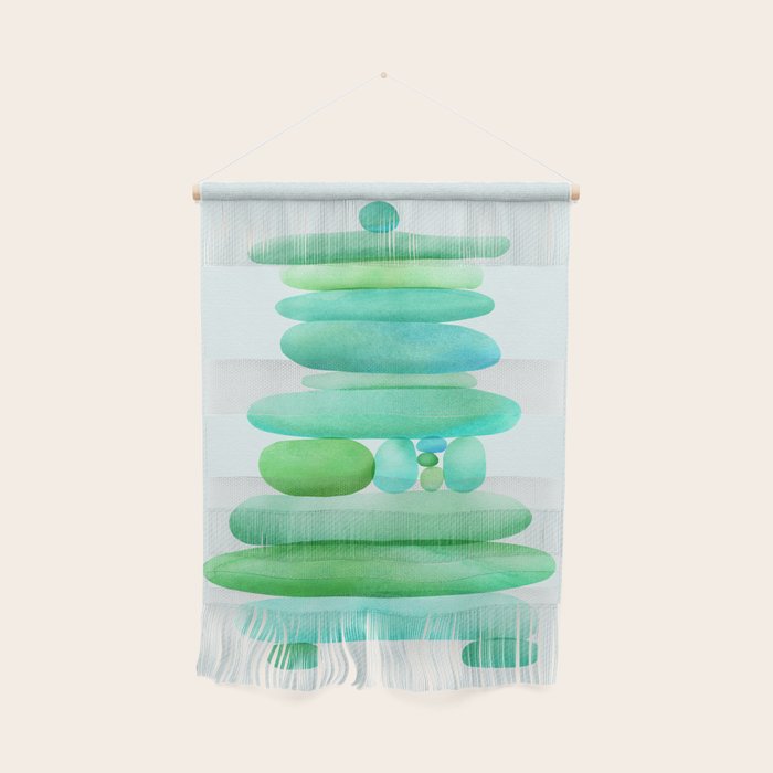 Sea Glass Cairn Watercolor Wall Hanging Gallery Image 1