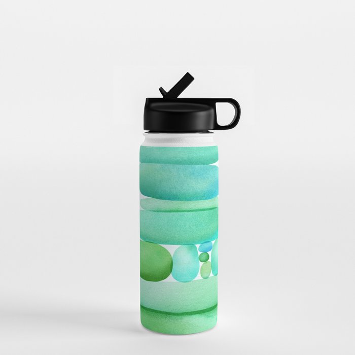 Sea Glass Cairn Watercolor Water Bottle Gallery Image 1