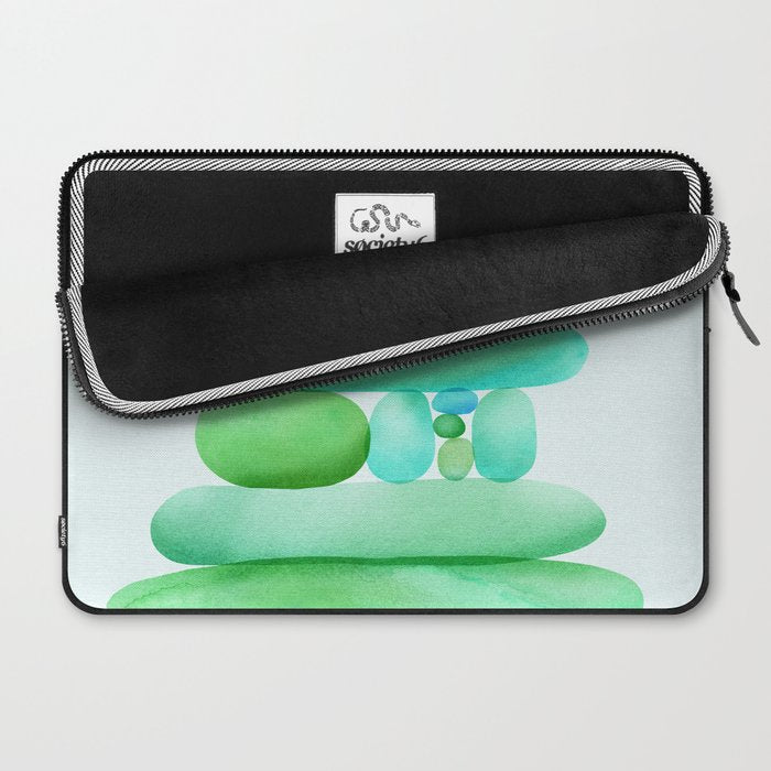 Sea Glass Cairn Watercolor Laptop Sleeve Gallery Image 2