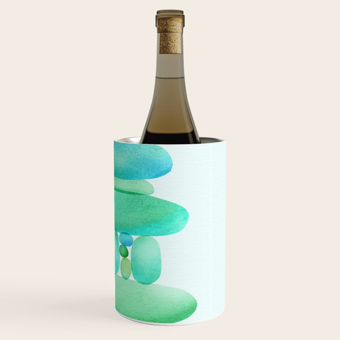 Sea Glass Cairn Watercolor Wine Chiller Gallery Image 3