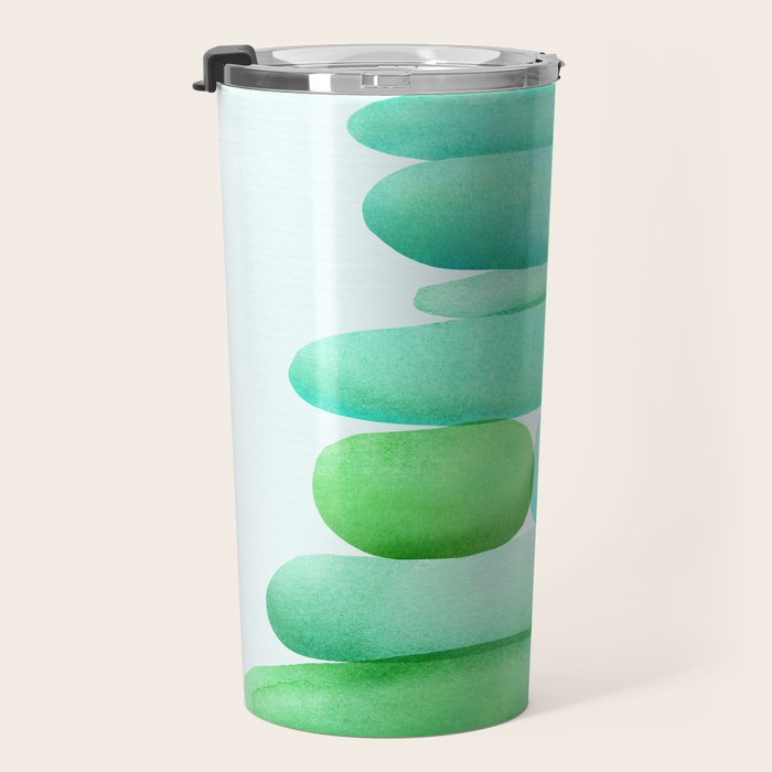 Sea Glass Cairn Watercolor Travel Mug Gallery Image 3