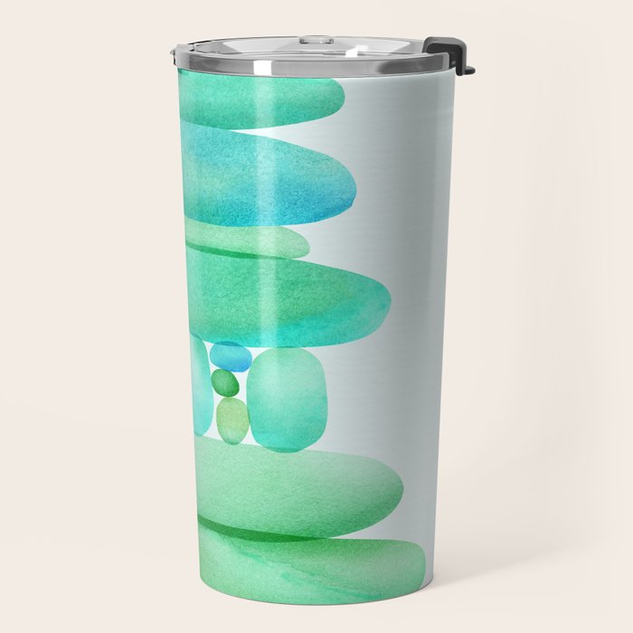 Sea Glass Cairn Watercolor Travel Mug Gallery Image 2