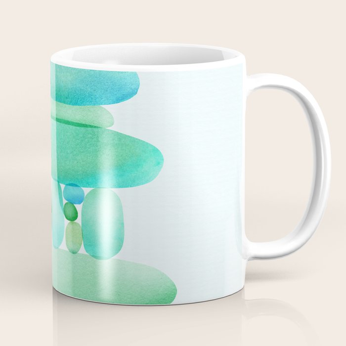 Sea Glass Cairn Watercolor Coffee Mug Gallery Image 1