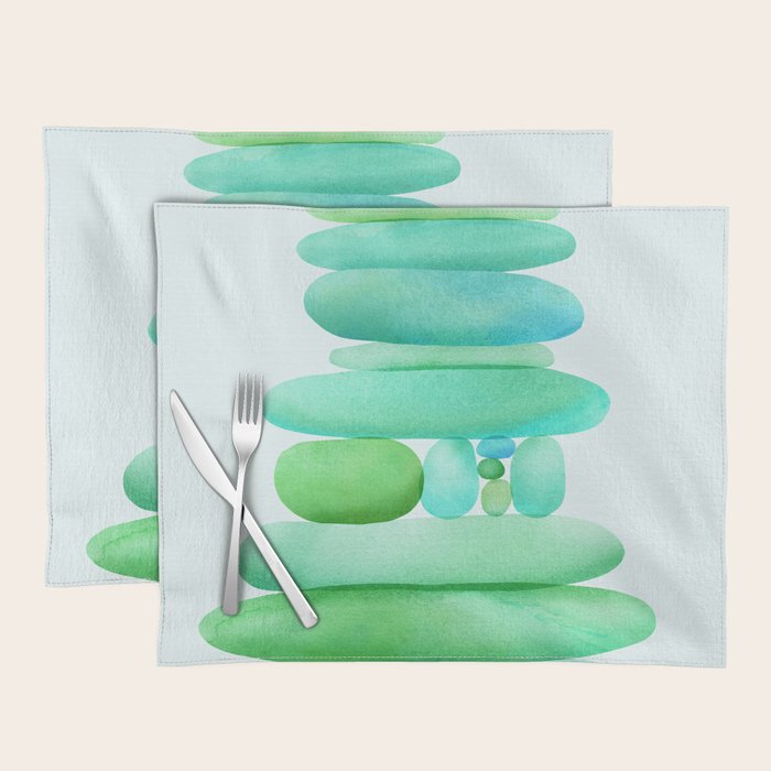 Sea Glass Cairn Watercolor Placemat Gallery Image 1