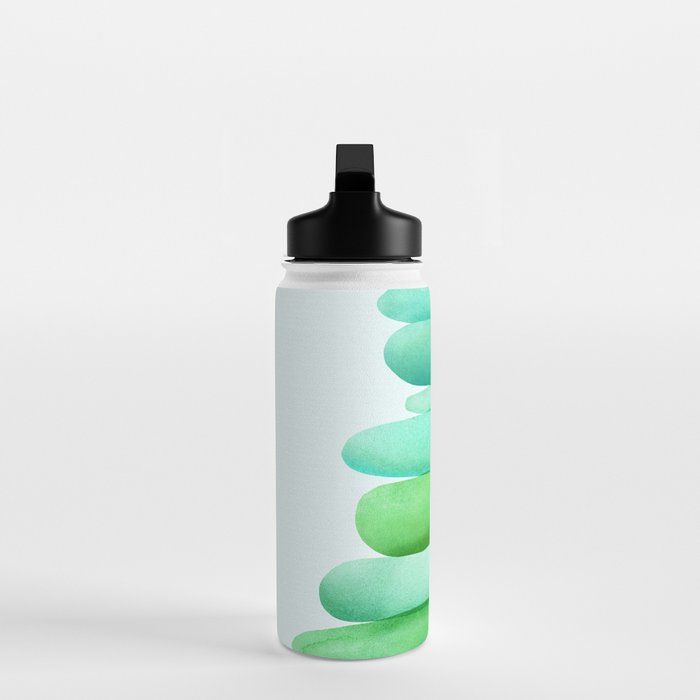 Sea Glass Cairn Watercolor Water Bottle Gallery Image 3