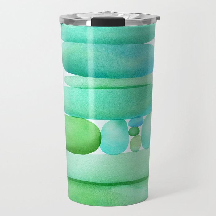 Sea Glass Cairn Watercolor Travel Mug Gallery Image 1