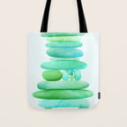 Sea Glass Cairn Watercolor Tote Bag Gallery Image 1