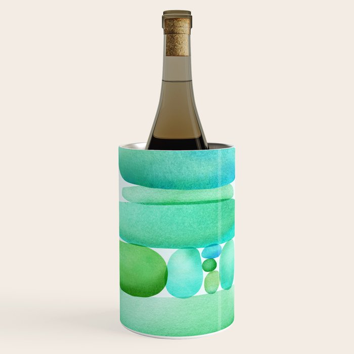 Sea Glass Cairn Watercolor Wine Chiller Gallery Image 1
