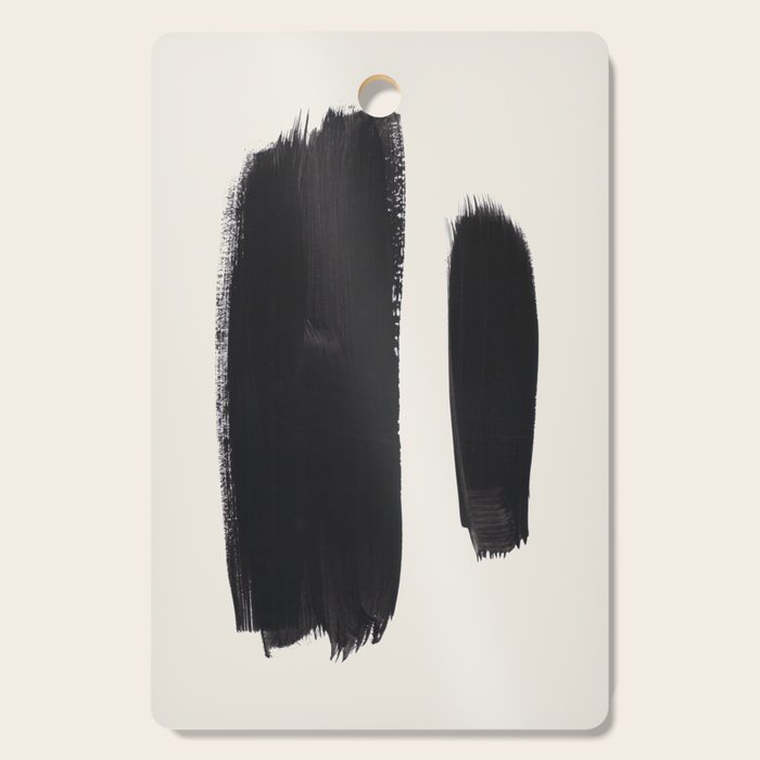 Mid Century Modern Minimalist Abstract Art Brush Strokes Black & White Ink Art Brush Strokes Cutting Board Gallery Image 1