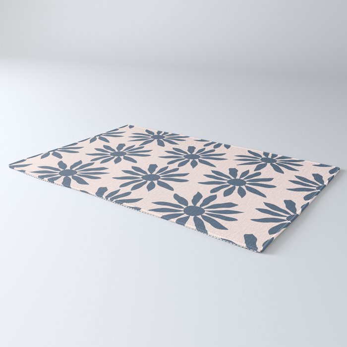 Blue Flowers on Pink Background - Pattern Rug Gallery Image 3