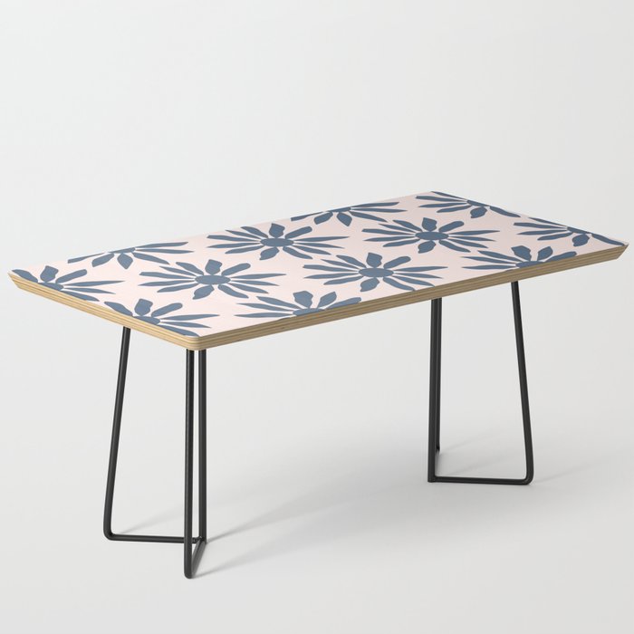 Blue Flowers on Pink Background - Pattern Coffee Table Gallery Image 1