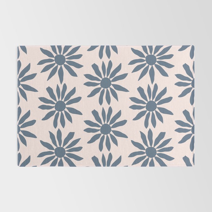 Blue Flowers on Pink Background - Pattern Rug Gallery Image 2