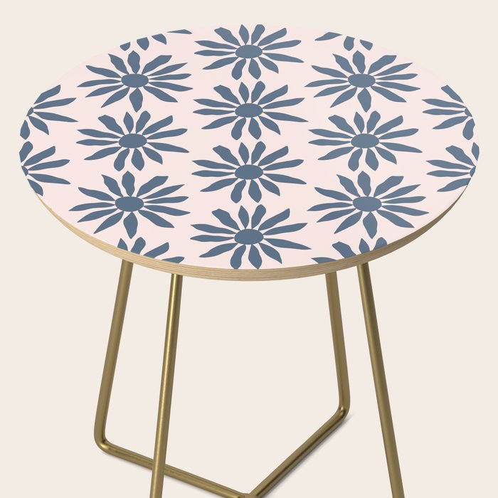 Blue Flowers on Pink Background - Pattern Side Table Gallery Image 2