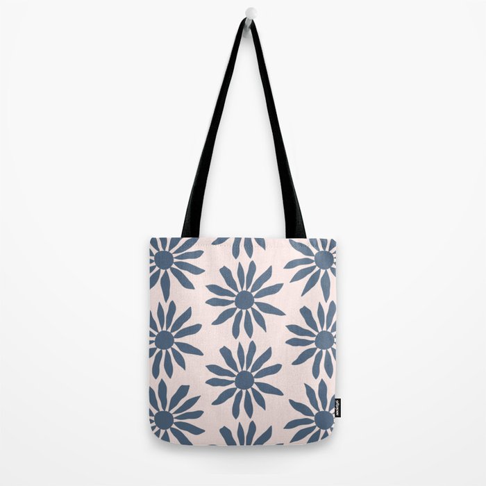 Blue Flowers on Pink Background - Pattern Tote Bag Gallery Image 2