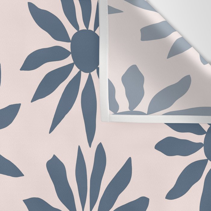 Blue Flowers on Pink Background - Pattern Wall Tapestry Gallery Image 3