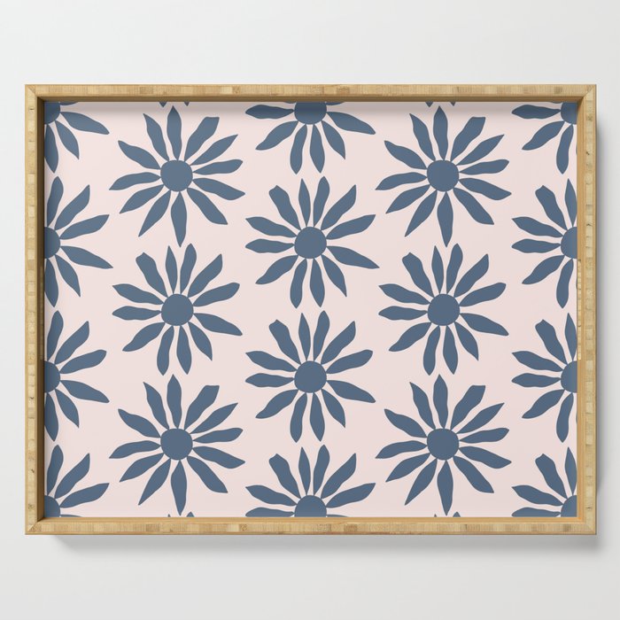 Blue Flowers on Pink Background - Pattern Serving Tray Gallery Image 1
