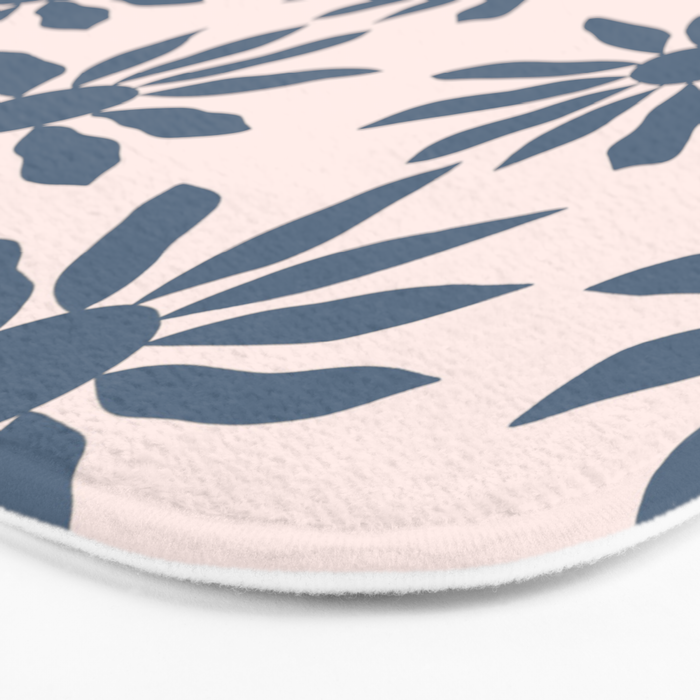 Blue Flowers on Pink Background - Pattern Bath Mat Gallery Image 3