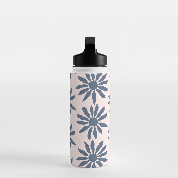 Blue Flowers on Pink Background - Pattern Water Bottle Gallery Image 3