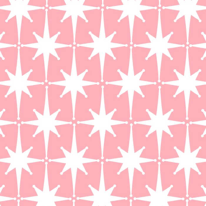 Midcentury Modern Atomic Age Starburst Pattern in White and Pink Coffee Mug Gallery Image 2