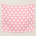 Midcentury Modern Atomic Age Starburst Pattern in White and Pink Wall Tapestry Gallery Image 4