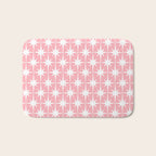 Midcentury Modern Atomic Age Starburst Pattern in White and Pink Bath Mat Gallery Image 1