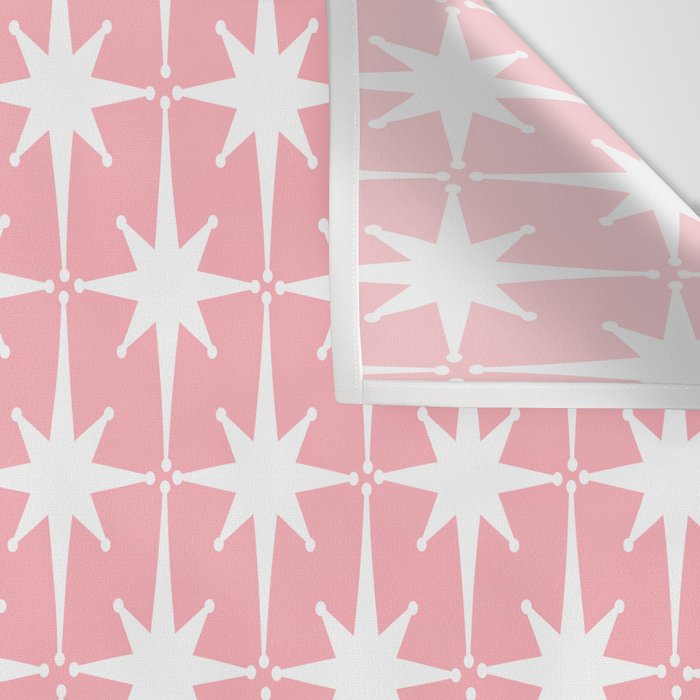Midcentury Modern Atomic Age Starburst Pattern in White and Pink Wall Tapestry Gallery Image 3