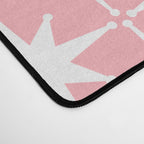 Midcentury Modern Atomic Age Starburst Pattern in White and Pink Desk Mat Gallery Image 4