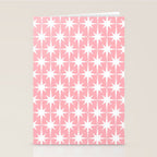 Midcentury Modern Atomic Age Starburst Pattern in White and Pink Stationery Card Gallery Image 2