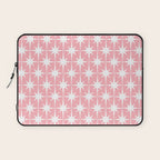 Midcentury Modern Atomic Age Starburst Pattern in White and Pink Laptop Sleeve Gallery Image 1