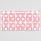 Midcentury Modern Atomic Age Starburst Pattern in White and Pink Desk Mat Gallery Image 3