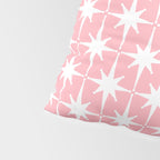 Midcentury Modern Atomic Age Starburst Pattern in White and Pink Pillow Sham Gallery Image 4