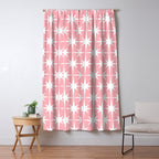Midcentury Modern Atomic Age Starburst Pattern in White and Pink Window Curtain Gallery Image 5