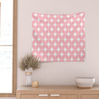 Midcentury Modern Atomic Age Starburst Pattern in White and Pink Wall Tapestry Gallery Image 2