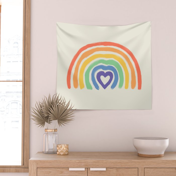 Rainbow Heart Wall Tapestry Gallery Image 2