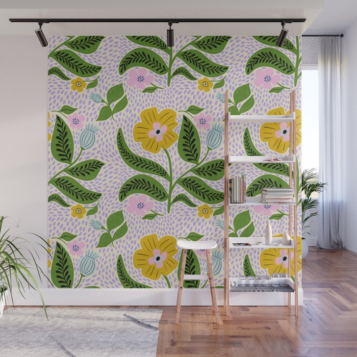 Retro Groovy Flower  Wall Mural Gallery Image 1