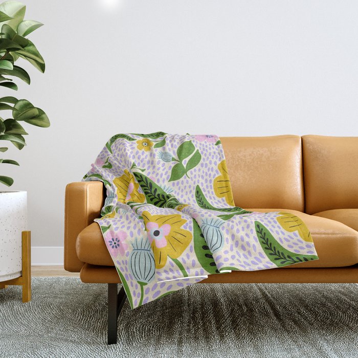 Retro Groovy Flower  Throw Blanket Gallery Image 1
