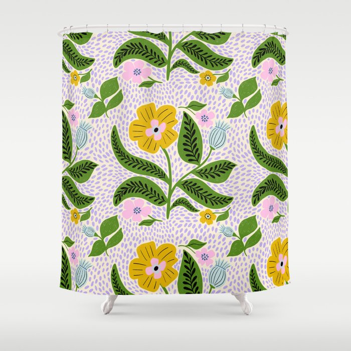 Retro Groovy Flower  Shower Curtain Gallery Image 1