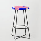Blue Pink Fun Colorful Mid Century Modern Abstract Painting Shapes Pattern Stool Gallery Image 1