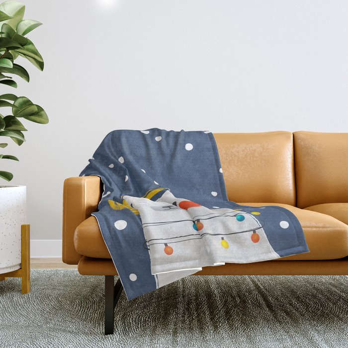 Christmas Baby Seal with fairy lights Throw Blanket Gallery Image 1