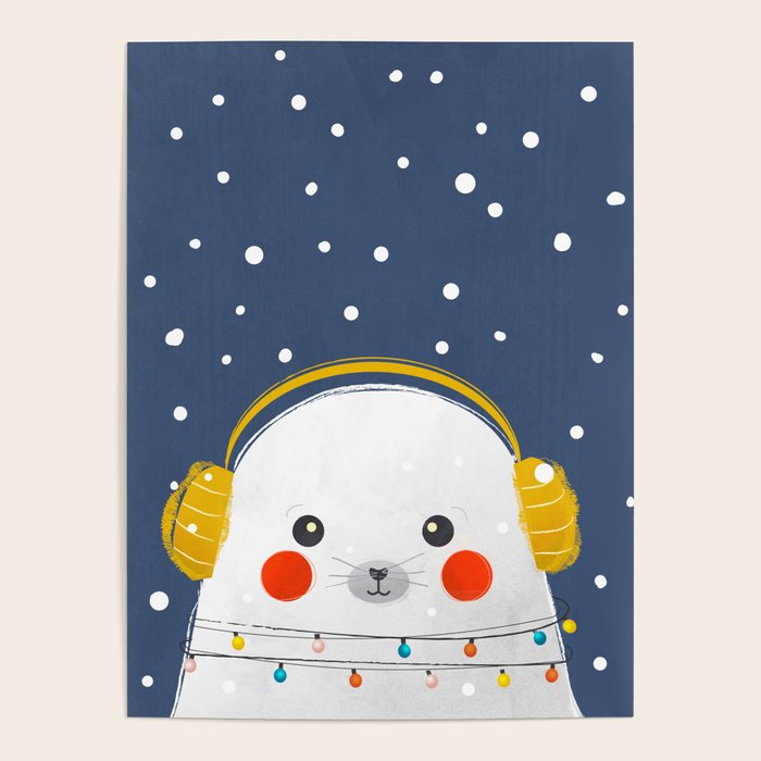 Christmas Baby Seal with fairy lights Poster Gallery Image 4